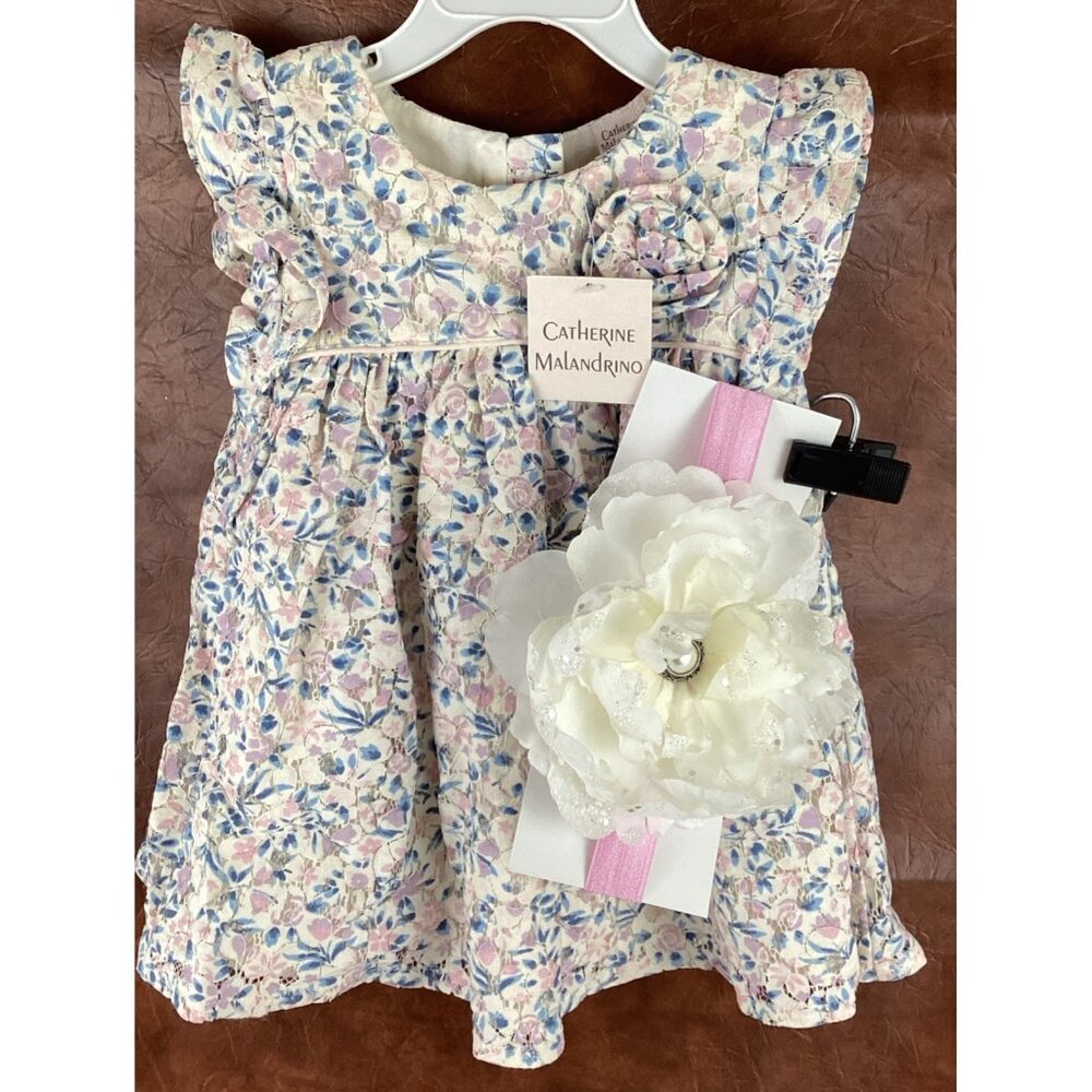 Catherine Malandrino Girls Round Neck Sleeveless Floral Dress Summer Sz 24mo NWT